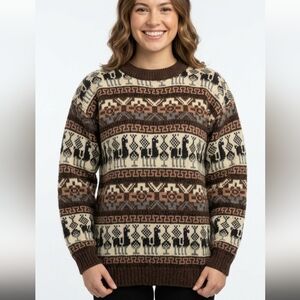 CHOMPA Peruvian alpaca wool crew nec sweater size Small medium C1